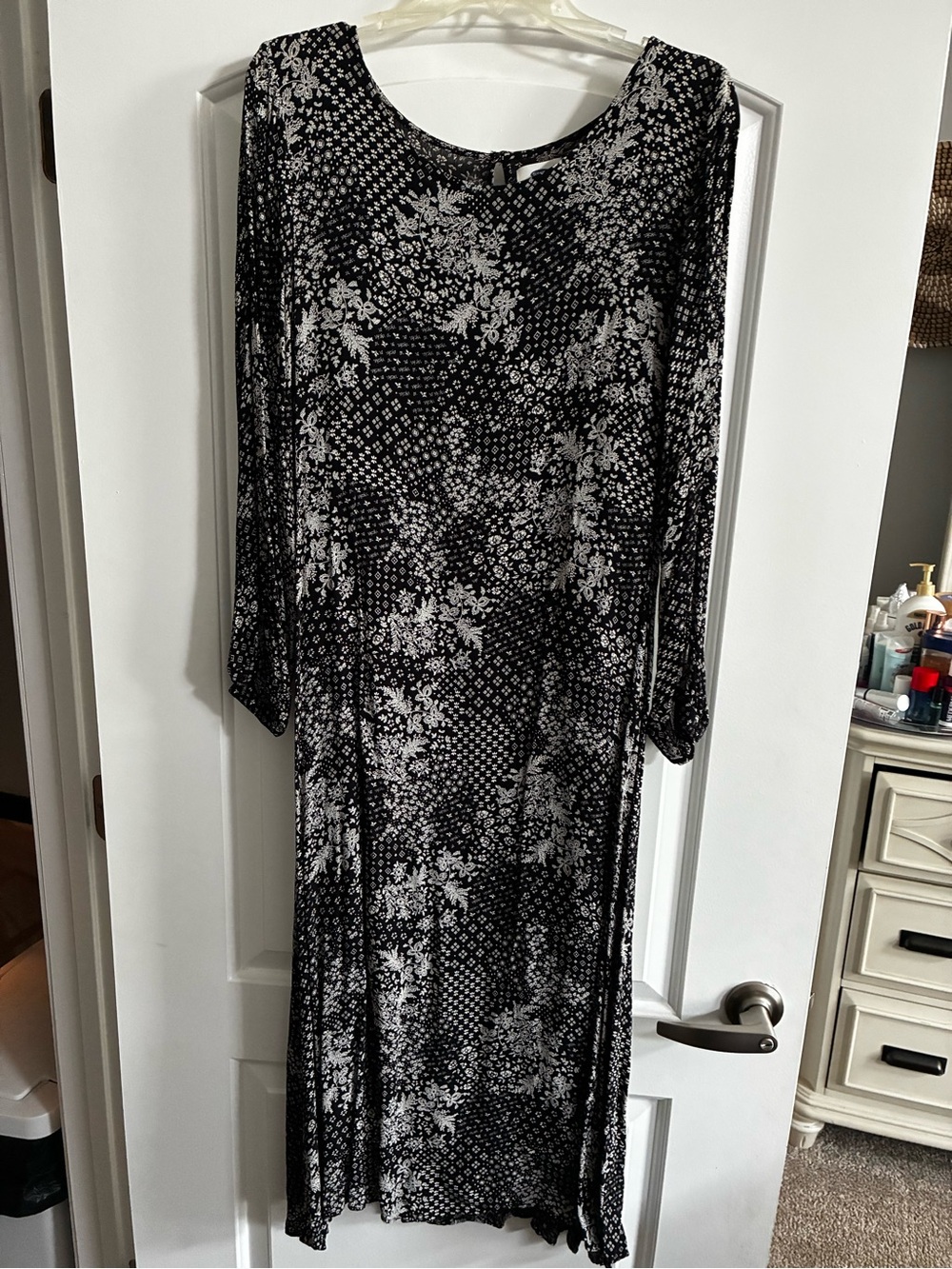 Old Navy Black and White Floral Maxi Dress